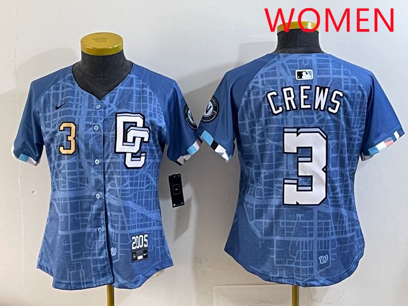 Women Washington Nationals #3 Crews Blue Joint Name 2025 Nike MLB Jersey style 4